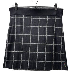 Smartwool Black Windowpane Check Wool Skirt
